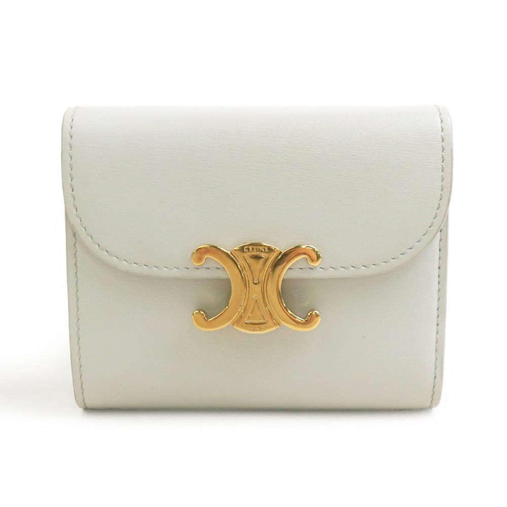 Celine CELINE Tri-fold Wallet Leather Light Gray Women's 56842j
